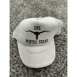 Vintage Iowa Winter Texan Longhorn Mesh Back Trucker Hat OSFM Gray Cobra Cap‎